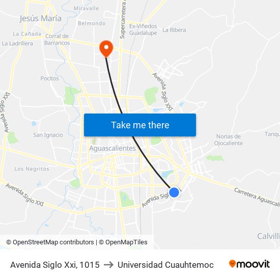 Avenida Siglo Xxi, 1015 to Universidad Cuauhtemoc map