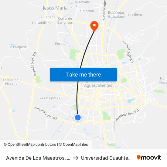 Avenida De Los Maestros, 108 to Universidad Cuauhtemoc map