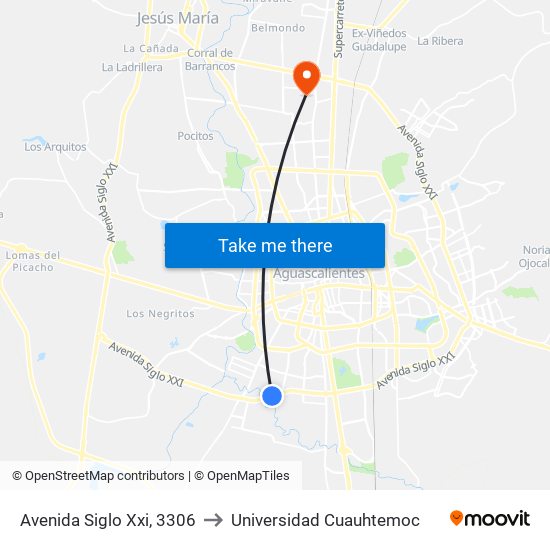 Avenida Siglo Xxi, 3306 to Universidad Cuauhtemoc map