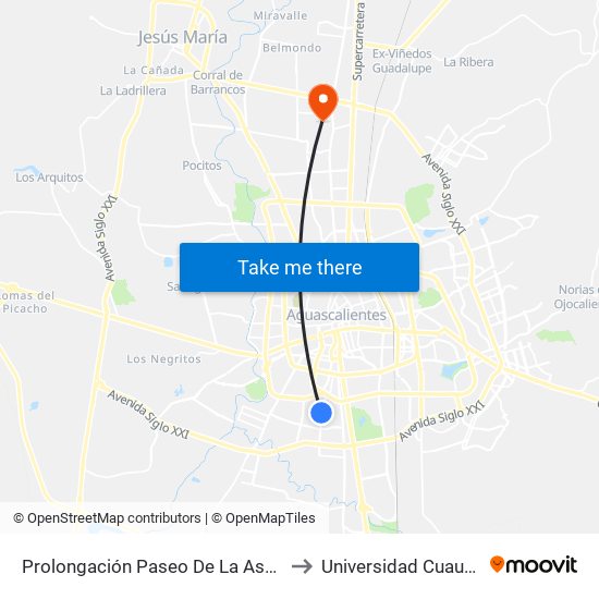 Prolongación Paseo De La Asunción, 212 to Universidad Cuauhtemoc map
