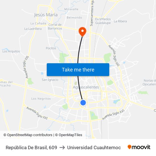 República De Brasil, 609 to Universidad Cuauhtemoc map