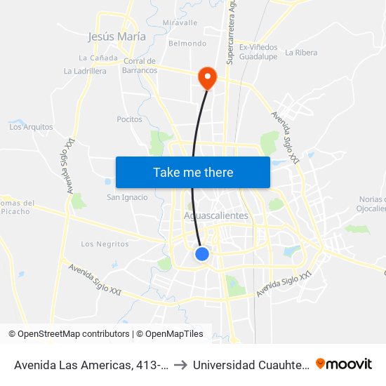 Avenida Las Americas, 413-1404 to Universidad Cuauhtemoc map
