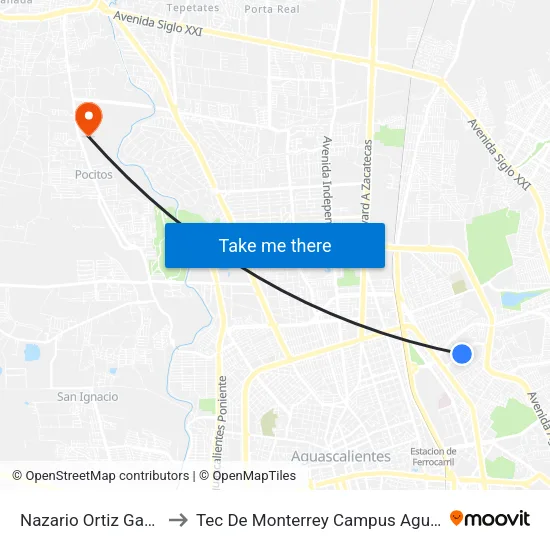Nazario Ortiz Garza, 403 to Tec De Monterrey Campus Aguascalientes map
