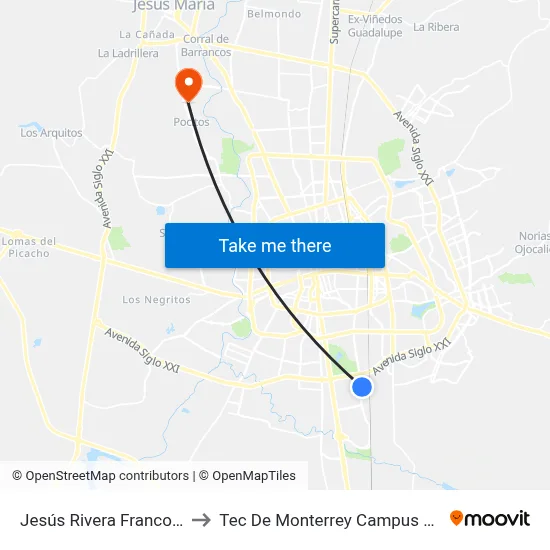 Jesús Rivera Franco C-18e, 605 to Tec De Monterrey Campus Aguascalientes map