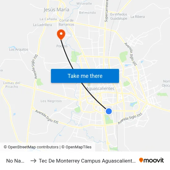 No Name to Tec De Monterrey Campus Aguascalientes map
