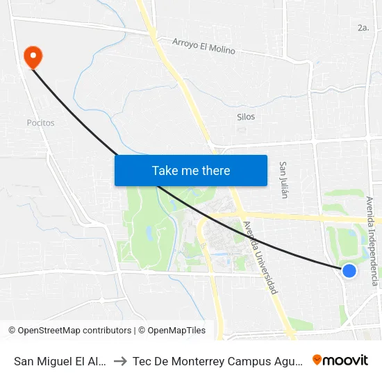 San Miguel El Alto, 136 to Tec De Monterrey Campus Aguascalientes map