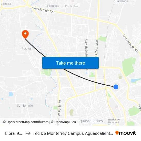 Libra, 902 to Tec De Monterrey Campus Aguascalientes map