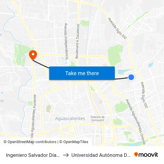 Ingeniero Salvador Díaz González, 812 to Universidad Autónoma De Aguascalientes map