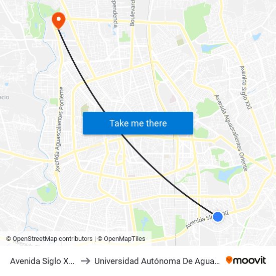 Avenida Siglo Xxi, 520 to Universidad Autónoma De Aguascalientes map