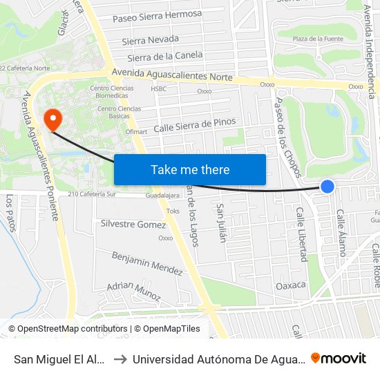 San Miguel El Alto, 136 to Universidad Autónoma De Aguascalientes map