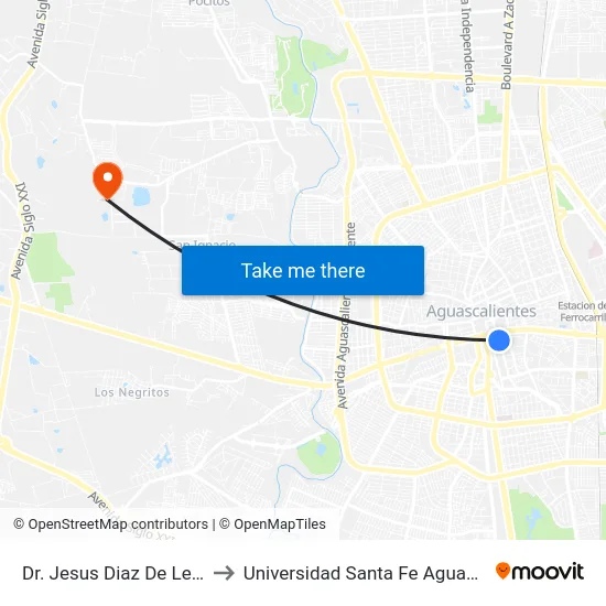 Dr. Jesus Diaz De Leon, 337 to Universidad Santa Fe Aguascalientes map