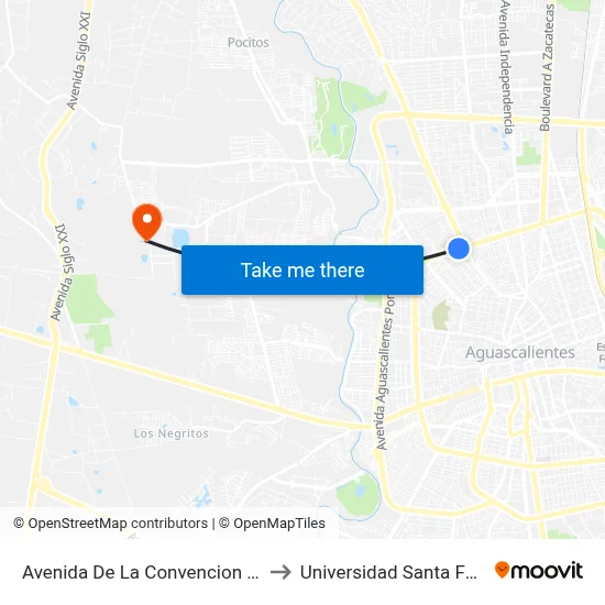 Avenida De La Convencion De 1914 Norte, 2007 to Universidad Santa Fe Aguascalientes map