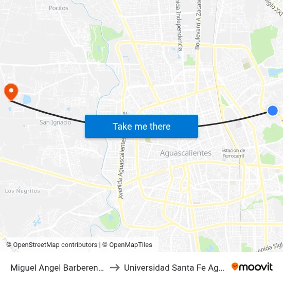 Miguel Angel Barberena Vega, 531 to Universidad Santa Fe Aguascalientes map