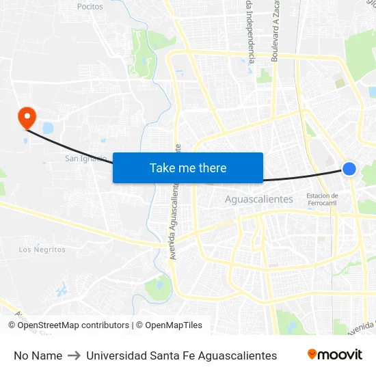 No Name to Universidad Santa Fe Aguascalientes map