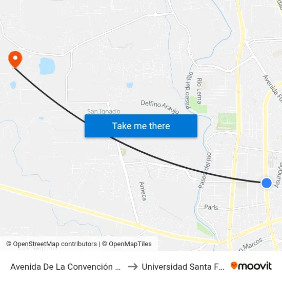 Avenida De La Convención De 1914 Poniente, 622 to Universidad Santa Fe Aguascalientes map