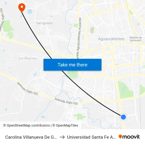 Carolina Villanueva De García C-8e, 103 to Universidad Santa Fe Aguascalientes map