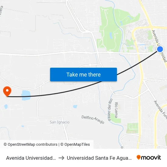 Avenida Universidad, 2023a to Universidad Santa Fe Aguascalientes map