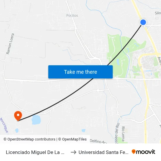 Licenciado Miguel De La Madrid Hurtado, 217 to Universidad Santa Fe Aguascalientes map