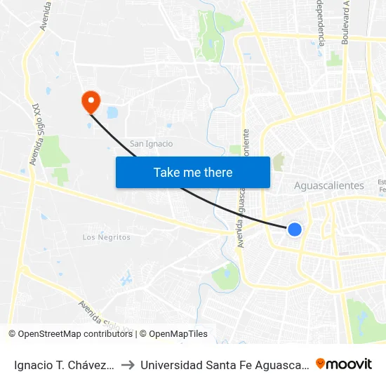Ignacio T. Chávez, 804 to Universidad Santa Fe Aguascalientes map