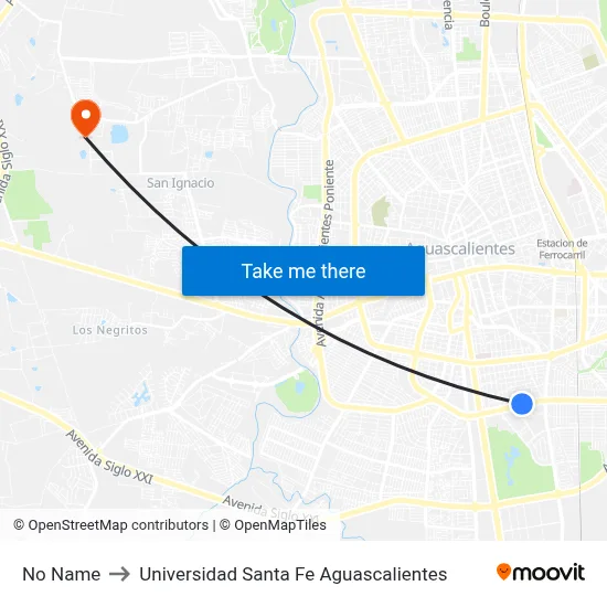 No Name to Universidad Santa Fe Aguascalientes map