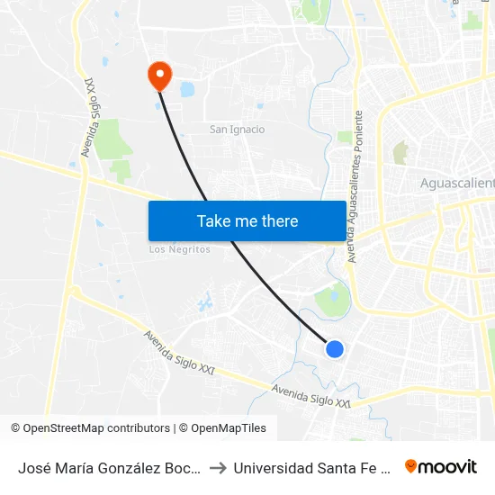 José María González Bocanegra, 605-607 to Universidad Santa Fe Aguascalientes map