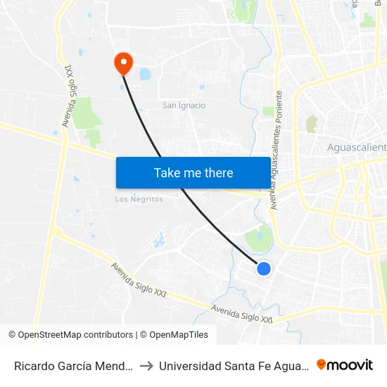 Ricardo García Mendoza, 607 to Universidad Santa Fe Aguascalientes map