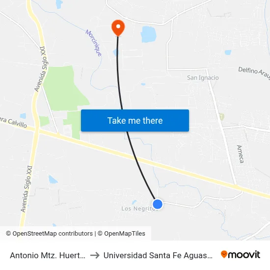 Antonio Mtz. Huerta, 216 to Universidad Santa Fe Aguascalientes map