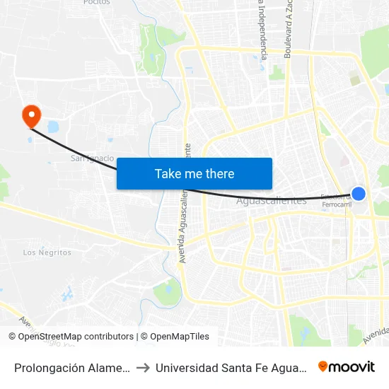 Prolongación Alameda, 605 to Universidad Santa Fe Aguascalientes map