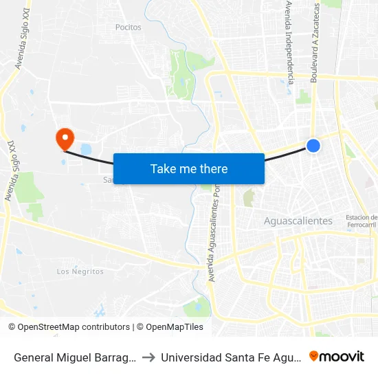 General Miguel Barragán, 1511b to Universidad Santa Fe Aguascalientes map