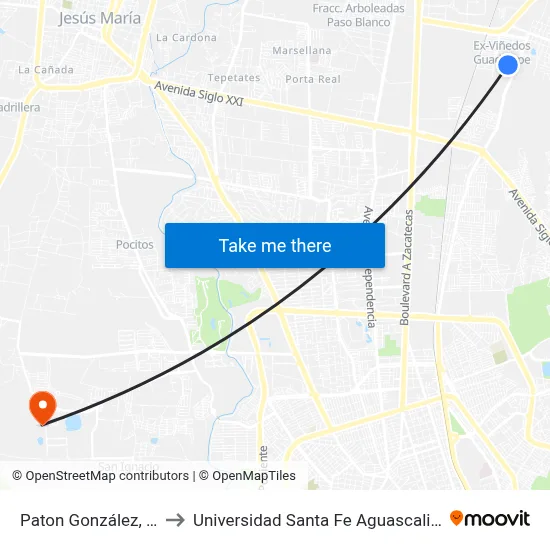 Paton González, 269 to Universidad Santa Fe Aguascalientes map