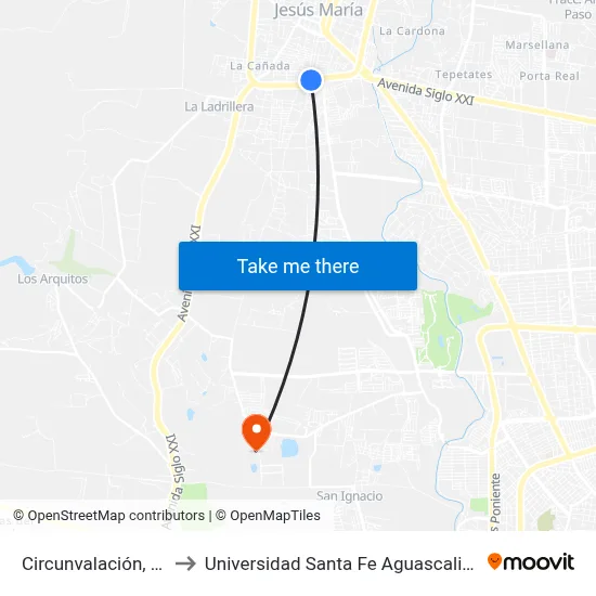 Circunvalación, 313 to Universidad Santa Fe Aguascalientes map