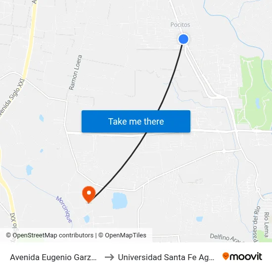 Avenida Eugenio Garza Sada, 603 to Universidad Santa Fe Aguascalientes map