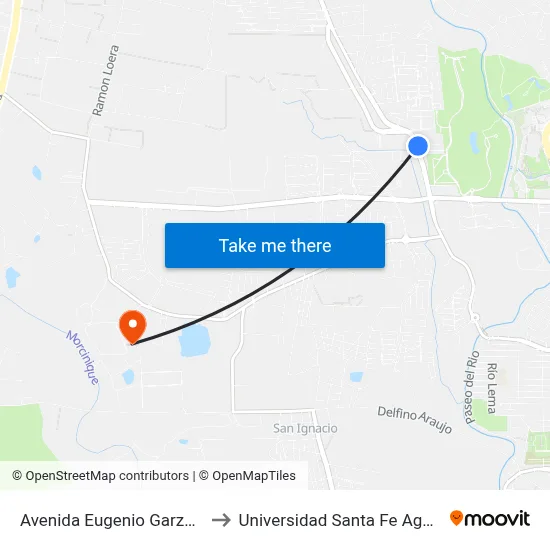 Avenida Eugenio Garza Sada, 122 to Universidad Santa Fe Aguascalientes map