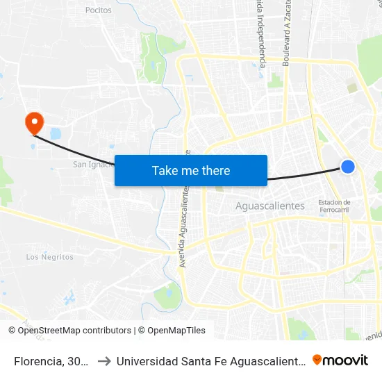 Florencia, 302a to Universidad Santa Fe Aguascalientes map