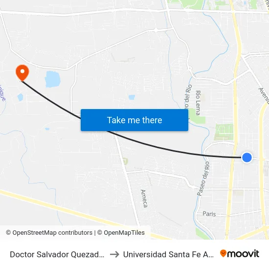 Doctor Salvador Quezada Limon, 1105 to Universidad Santa Fe Aguascalientes map