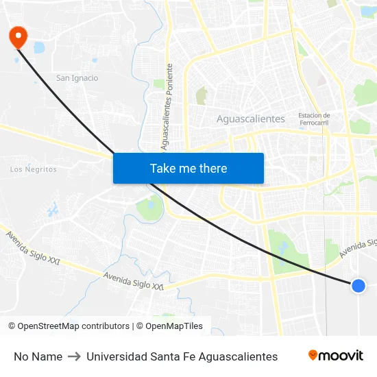 No Name to Universidad Santa Fe Aguascalientes map