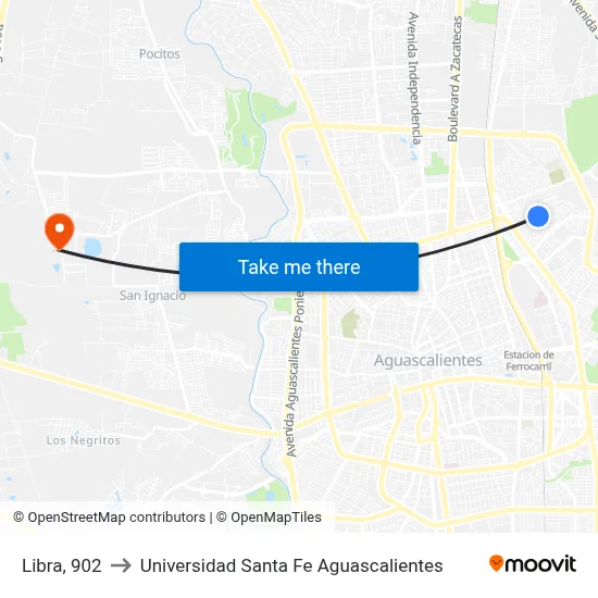Libra, 902 to Universidad Santa Fe Aguascalientes map
