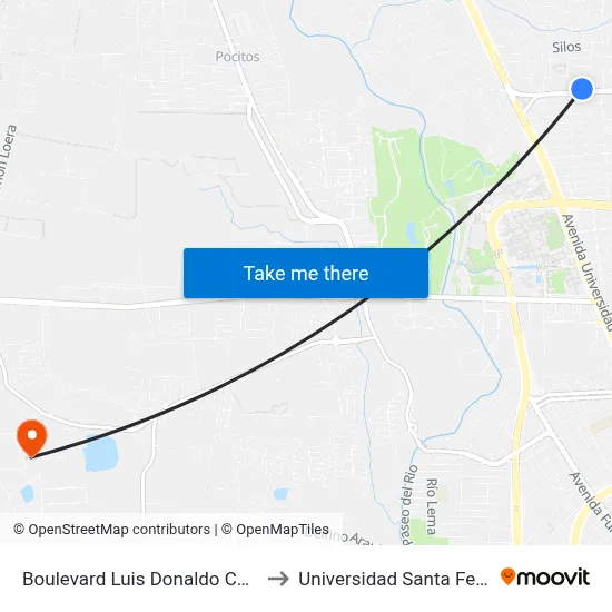 Boulevard Luis Donaldo Colosio Murrieta, 318 to Universidad Santa Fe Aguascalientes map