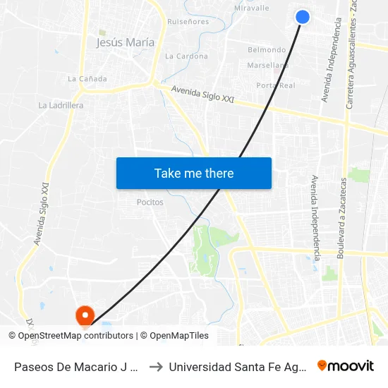 Paseos De Macario J Gomez, 236 to Universidad Santa Fe Aguascalientes map