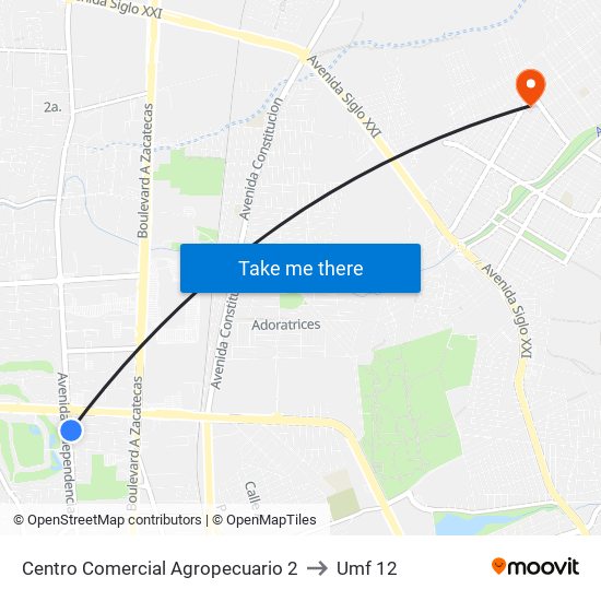 Centro Comercial Agropecuario 2 to Umf 12 map