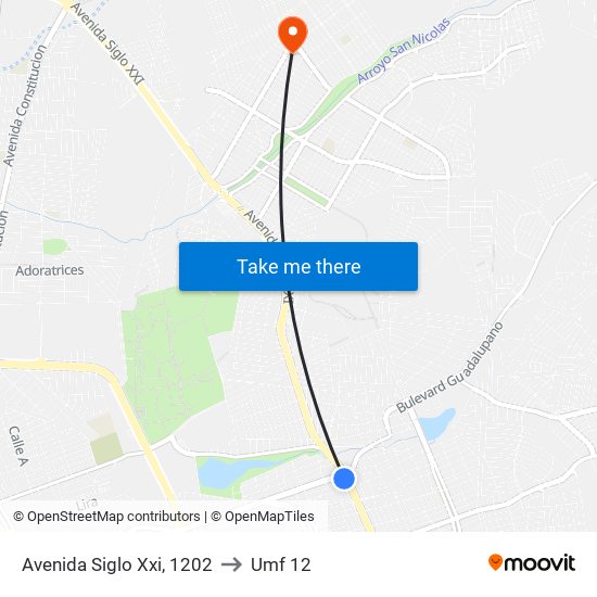 Avenida Siglo Xxi, 1202 to Umf 12 map