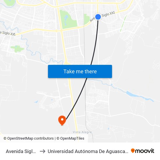 Avenida Siglo Xxi, 202 to Universidad Autónoma De Aguascalientes - Campus Sur map