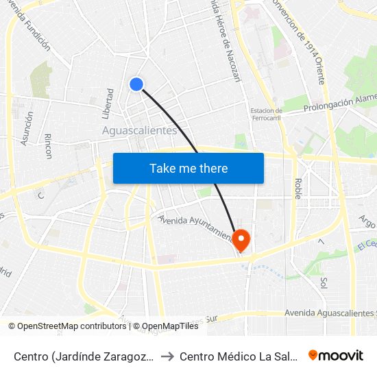 Centro (Jardínde Zaragoza) to Centro Médico La Salud map