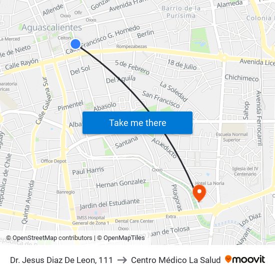 Dr. Jesus Diaz De Leon, 111 to Centro Médico La Salud map