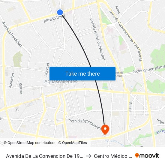 Avenida De La Convencion De 1914 Norte, 303b to Centro Médico La Salud map