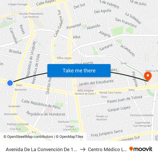 Avenida De La Convención De 1914 Sur, 815 to Centro Médico La Salud map