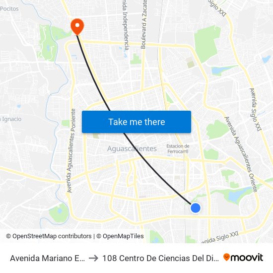 Avenida Mariano Escobedo, 117 to 108 Centro De Ciencias Del Diseño Y Construcción map