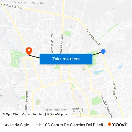 Avenida Siglo Xxi, 2812 to 108 Centro De Ciencias Del Diseño Y Construcción map