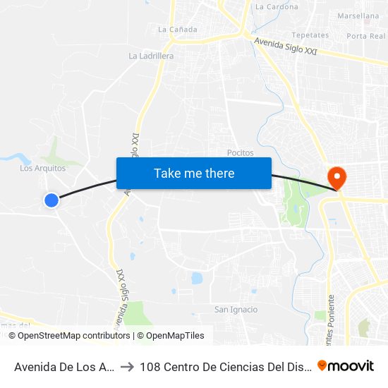 Avenida De Los Arquitos, 113 to 108 Centro De Ciencias Del Diseño Y Construcción map
