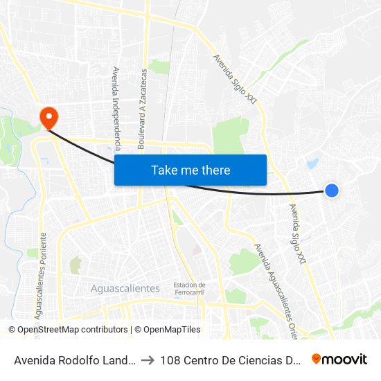 Avenida Rodolfo Landeros Gallegos, 1227 to 108 Centro De Ciencias Del Diseño Y Construcción map
